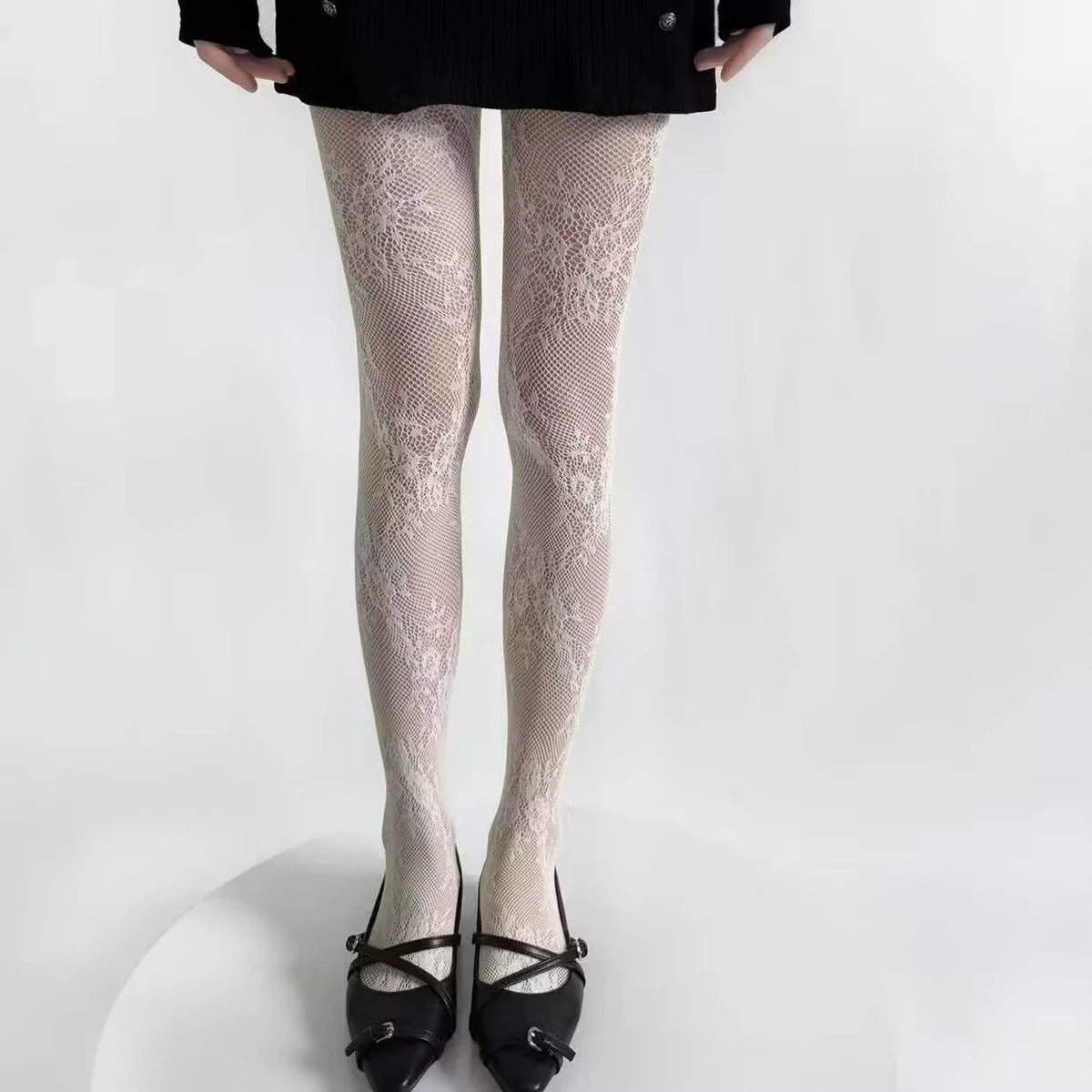 Lace Tights – Floral Mesh Thigh High Style