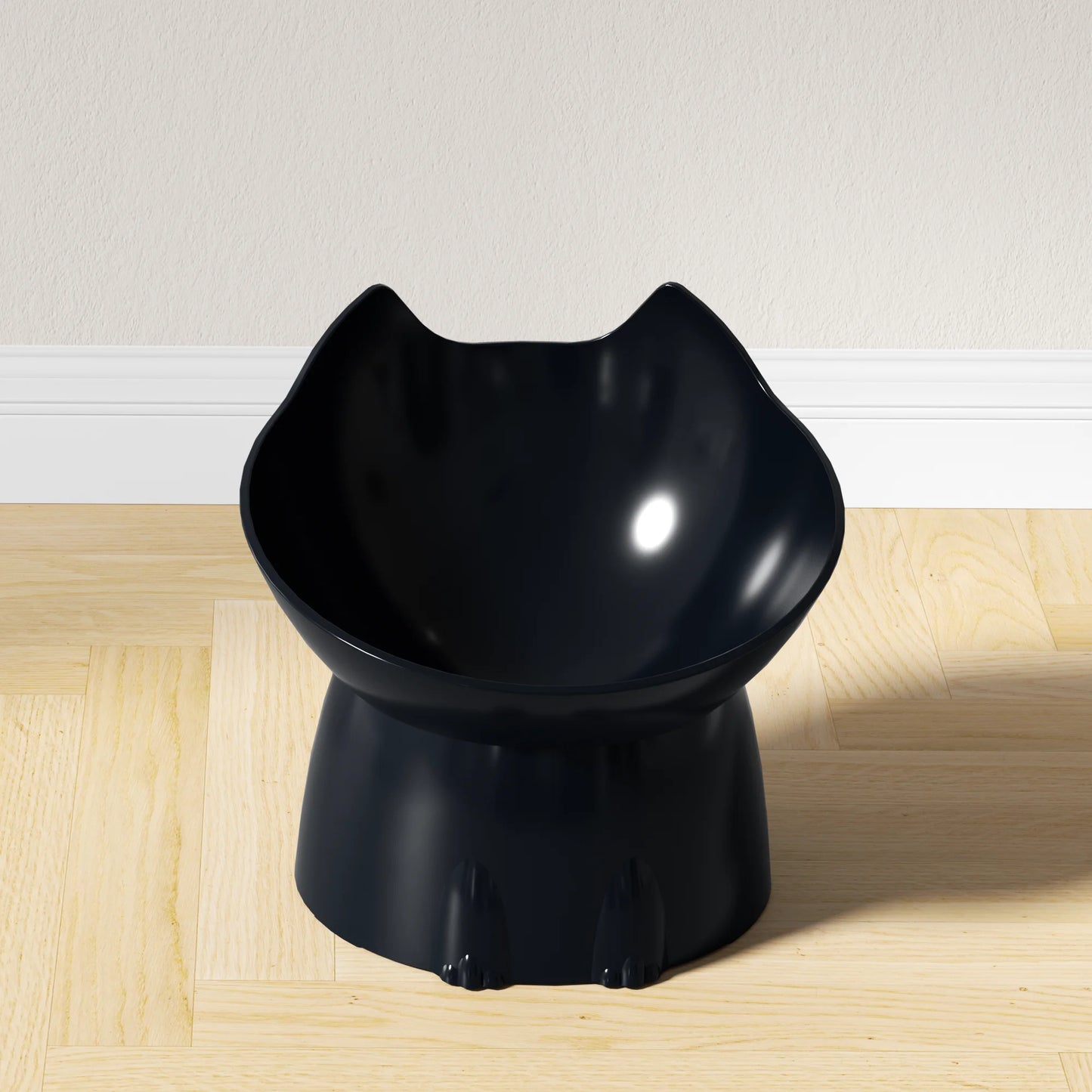 Elevated Cat Bowl Raised Plastic Feeding Dish with Tilted Edge