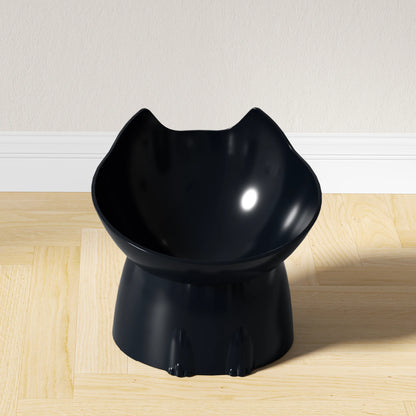 Elevated Cat Bowl Raised Plastic Feeding Dish with Tilted Edge