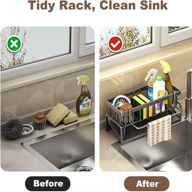 Kitchen Sink Organizer with Tilted Water Tray