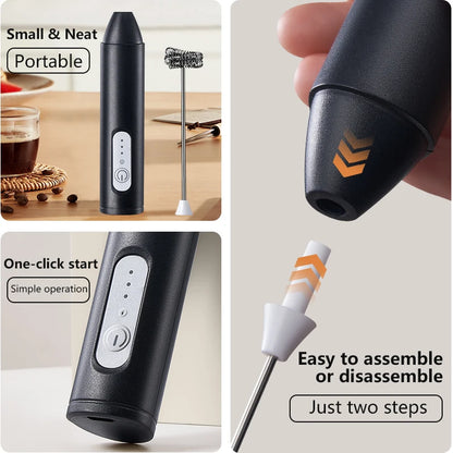 Mini Milk Frother – USB Rechargeable 3-Speed Coffee Whisk