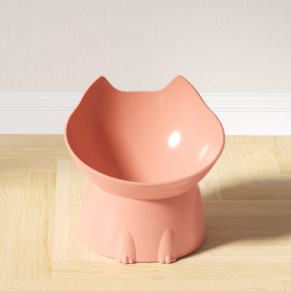 Elevated Cat Bowl Raised Plastic Feeding Dish with Tilted Edge