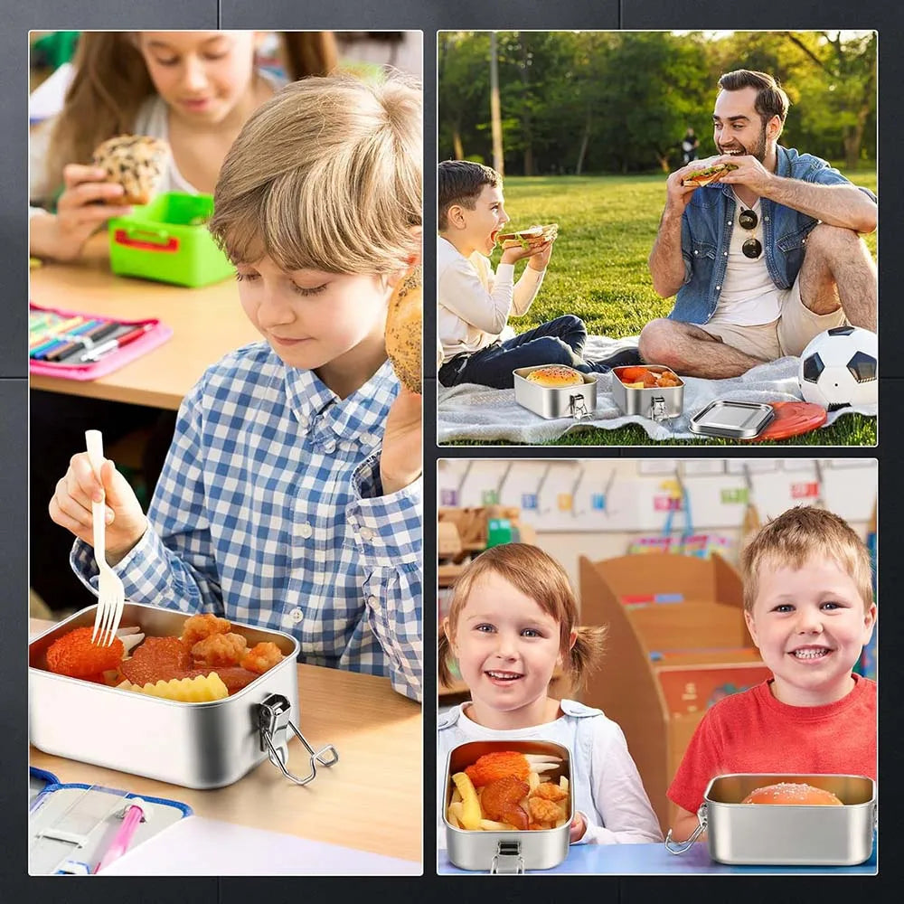 Stainless Steel Bento Box – 4-Piece Metal Lunch Food Containers