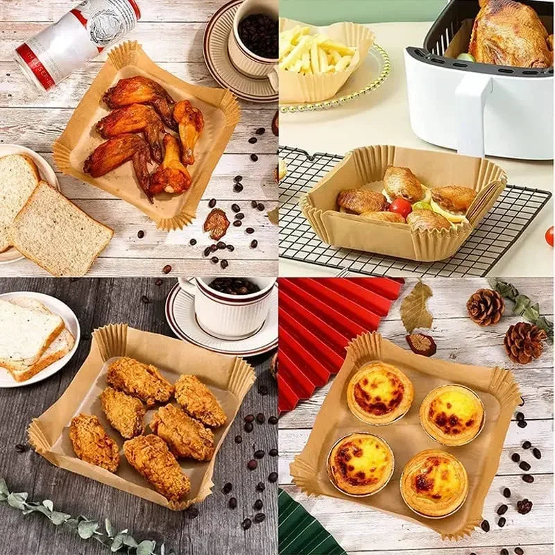 Air Fryer Paper Liners – 50 Pack Square Baking Parchment
