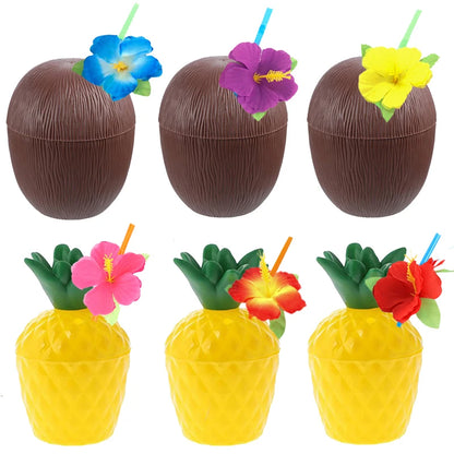 Pineapple Party Cups 6/10pcs Tropical Juice Cups for Summer Events