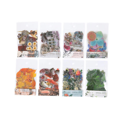 Floral Sticker Set 40pcs Ginkgo Leaf PET Stickers for Journals & Crafts