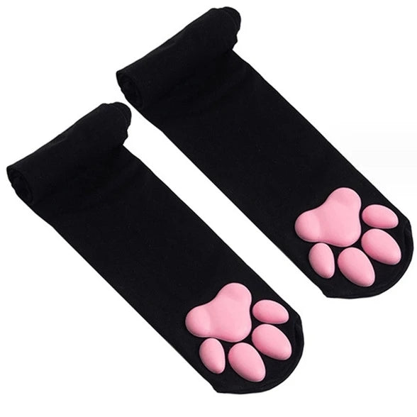 Cat Paw Pad Sock Cute Lolita Thigh High Socks For Adult Children Women Cosplay 3D Kitten Claw Striped Knee Length Socks