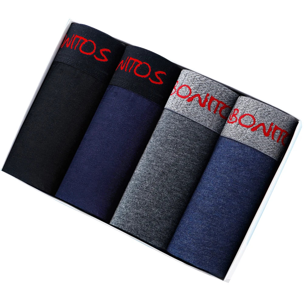 Men’s Cotton Boxer Shorts – Soft 4-Piece Underwear Set