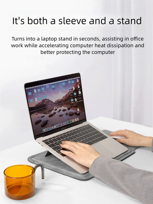 PU Laptop Sleeve Case – Water-Resistant Stand Cover for 13–16 Inch