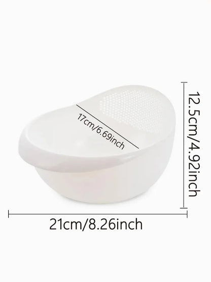 Silicone Colander Rice Washing Bowl with Handle