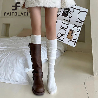 Striped Calf Socks – Women’s Cotton Polyester Fashion Socks