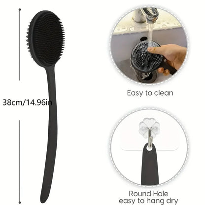 Silicone Back Scrubber Long Handle Shower Body Brush