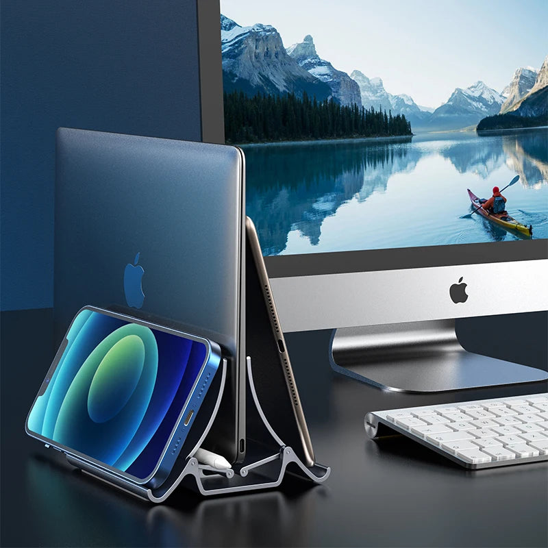 Vertical Laptop Stand Automatic Adjustable Space Saving Holder