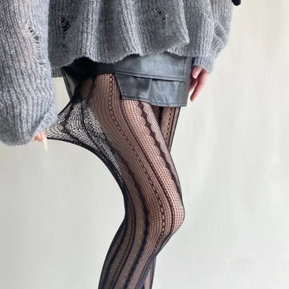 Floral Fishnet Tights for Women – Ripped Pattern Pantyhose