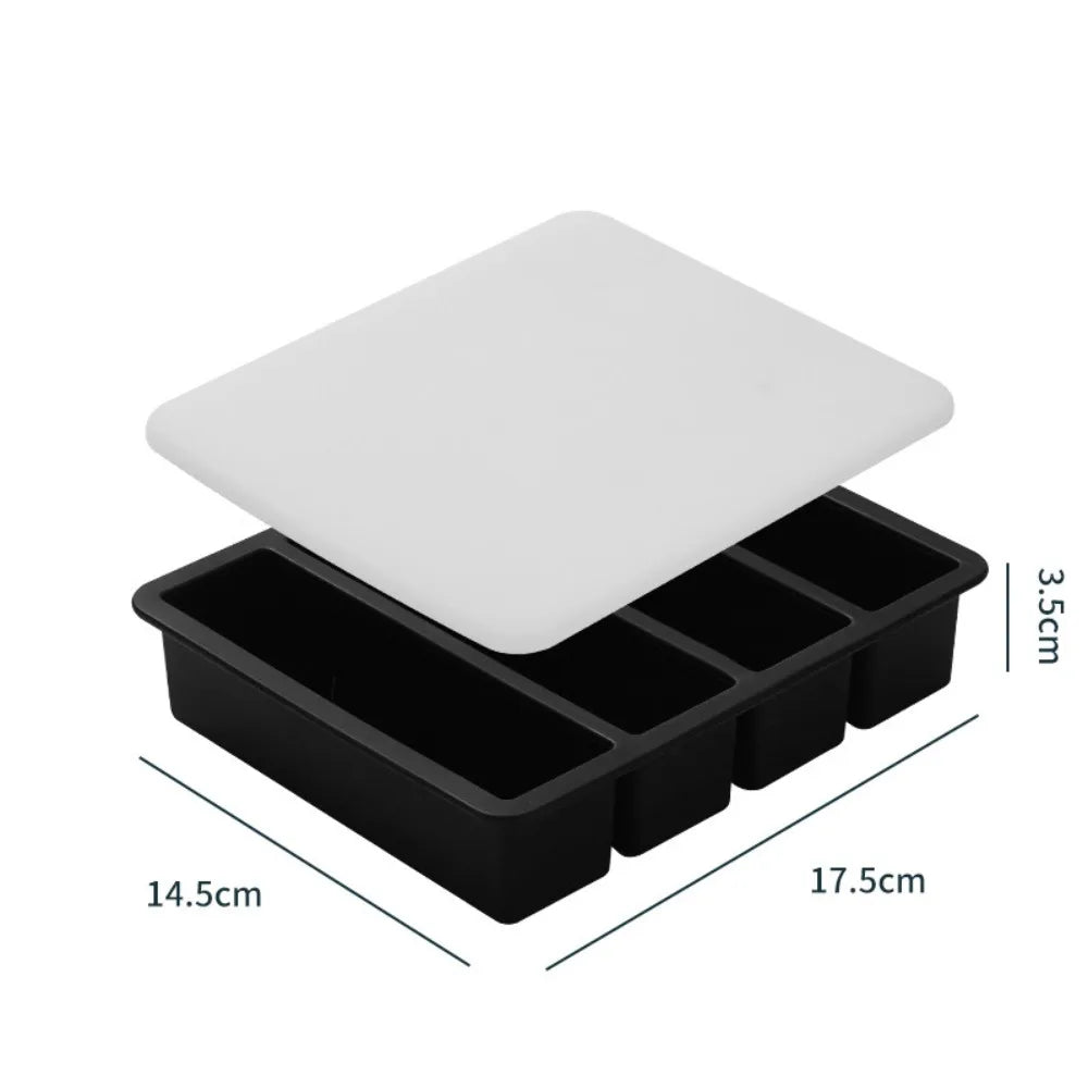 Silicone Freezer Tray 4 Grid Food Storage Mold with Lid