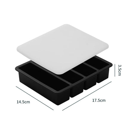 Silicone Freezer Tray 4 Grid Food Storage Mold with Lid