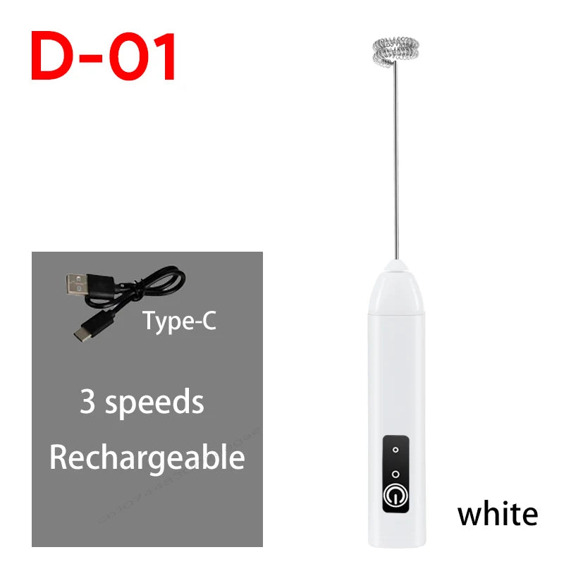 Mini Milk Frother – USB Rechargeable 3-Speed Coffee Whisk