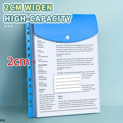 A4 File Folder – Plastic Envelope Pockets with Adhesive Snaps & Holes