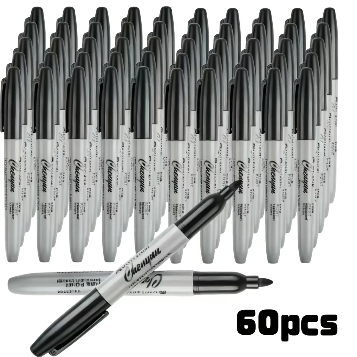 Permanent Markers 60-Pack – Fine Point Pens for Classroom & Office