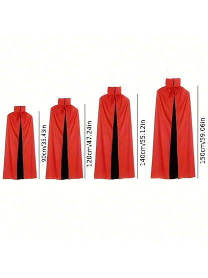 90Cm/120Cm/140Cm/150Cm Halloween Costumes for Men and Women, Role-Playing Apparel, Adult Stand-Collar Cape, Black and Red Reversible Long Robe, Unisex Adult Style, Reversible Stand-Collar Long Robe Cape