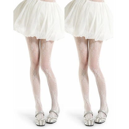 Floral Lace Tights – Women’s Knit Thigh High Stockings