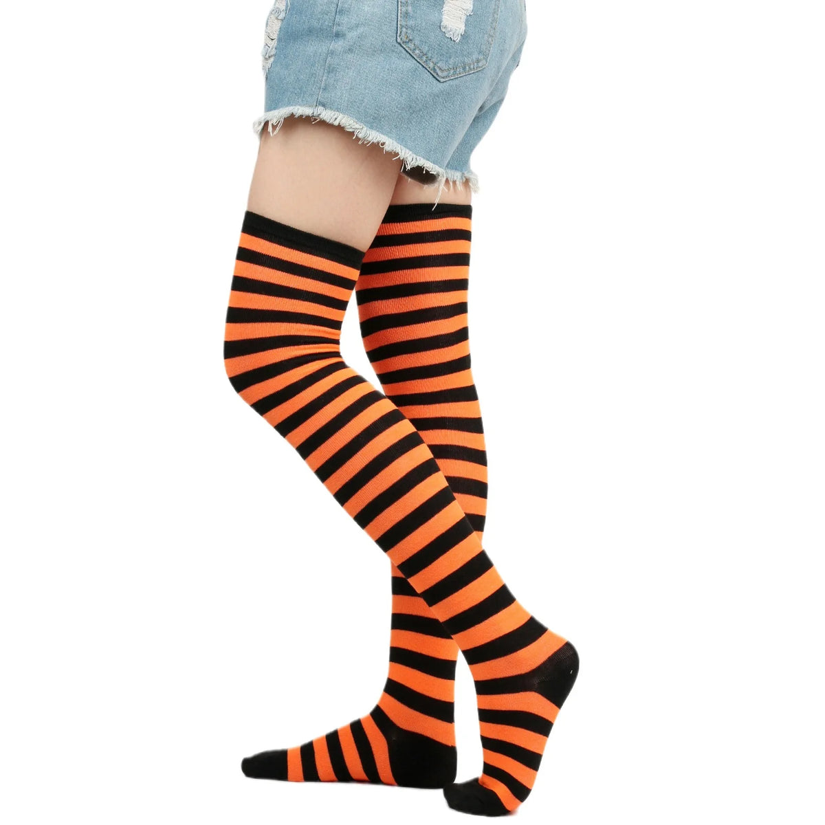 Women's Over Knee Socks – Striped Christmas & Halloween Hosiery