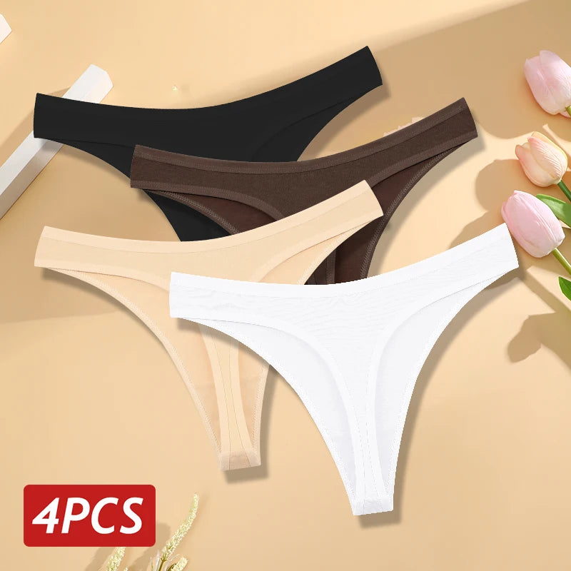 Women’s Cotton Thongs – Seamless Low Rise Underwear