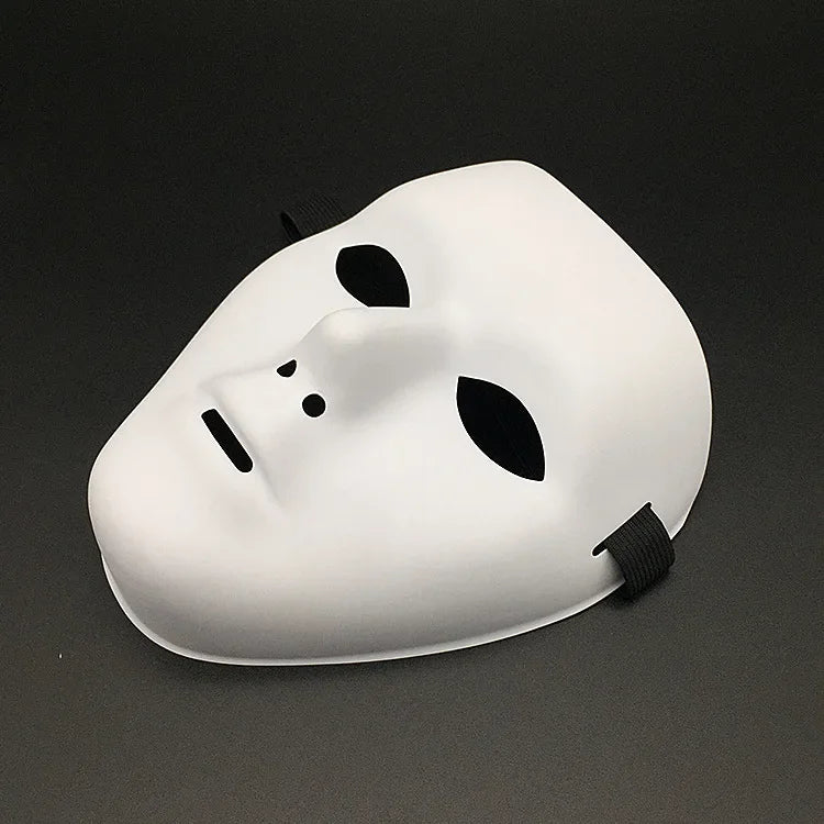 Masquerade Halloween Full Face Mask Hand Painted White Death Clown Black Gold Adult Street Dance Eye Mask Prop