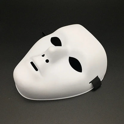 Masquerade Halloween Full Face Mask Hand Painted White Death Clown Black Gold Adult Street Dance Eye Mask Prop