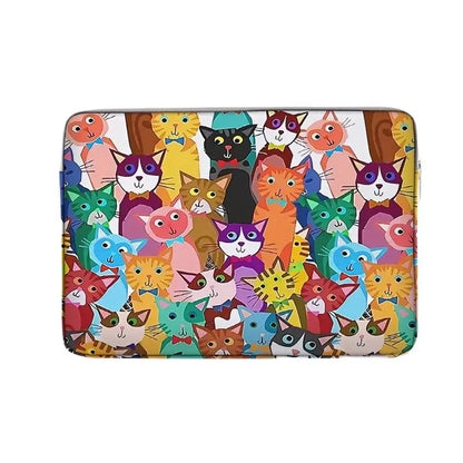 Cat Pattern Laptop Bag – Colorful Polyester Briefcase for 14-Inch
