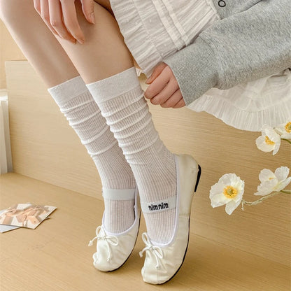 Women Mid-Calf Socks – Cotton Long Socks in Black, White & Gray