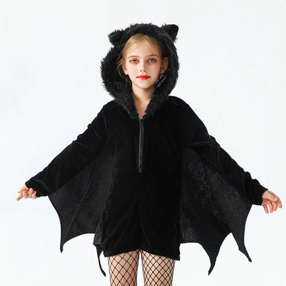 Purim Bat Jumpsuit For Girl Costume Creepy Vampire Animal Spooktacular Outfit Cosplay Carnival Halloween Fancy Party Dress