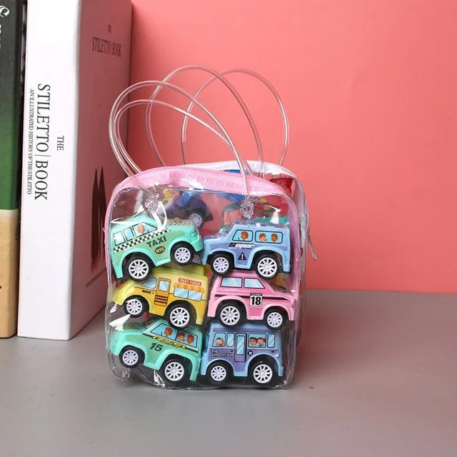 Mini Pull Back Cars Set – 6 Piece Diecast Toy Vehicles
