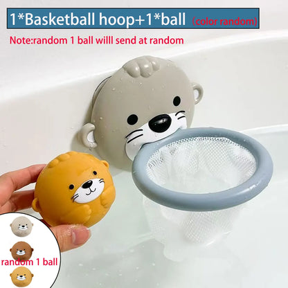 Floating Animal Bath Toy – Basketball Hoop Water Play