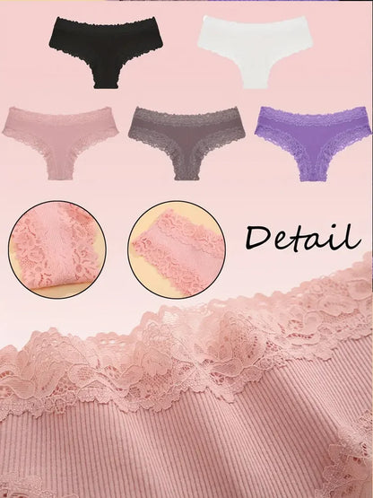 Cotton Panties for Women – Floral Lace Briefs 3-Pack