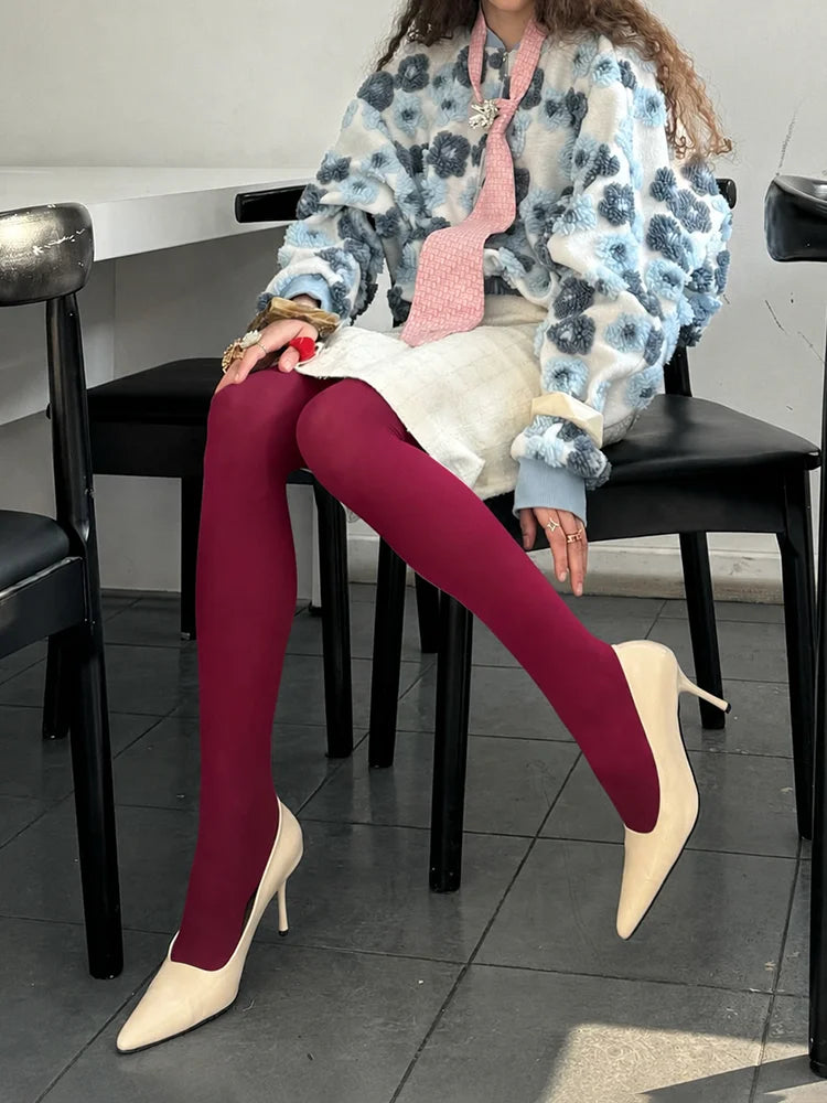 Red Tights – Burgundy Lace Style for Women