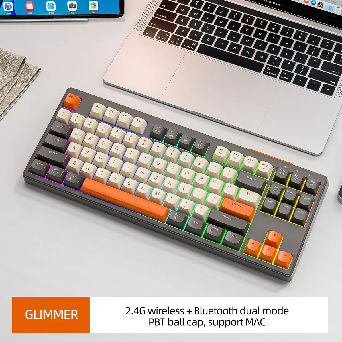 Wireless Gaming Keyboard 87 Key Bluetooth RGB Keyboard with Mouse