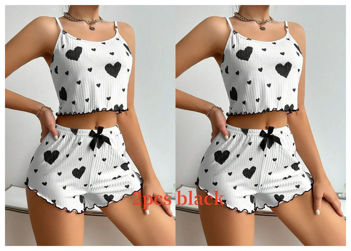 Women’s Pajama Set – 2 Piece Tank Top & Shorts Sleepwear