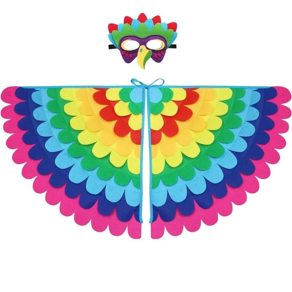 Cute Felt Cloth Halloween Cloak with Mask Bird Wings Owl Halloween Children Costume Robe Cosplay Cape Mask Set Costume Ball