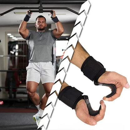 Weightlifting Hooks with Straps for Deadlift, Pull Up & Gym Training