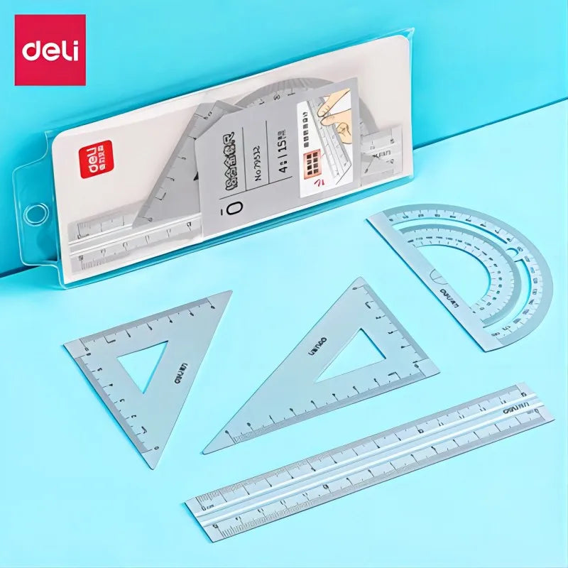 Ruler Set 4-Piece – Student Geometry Rulers & Angle Measuring Tools