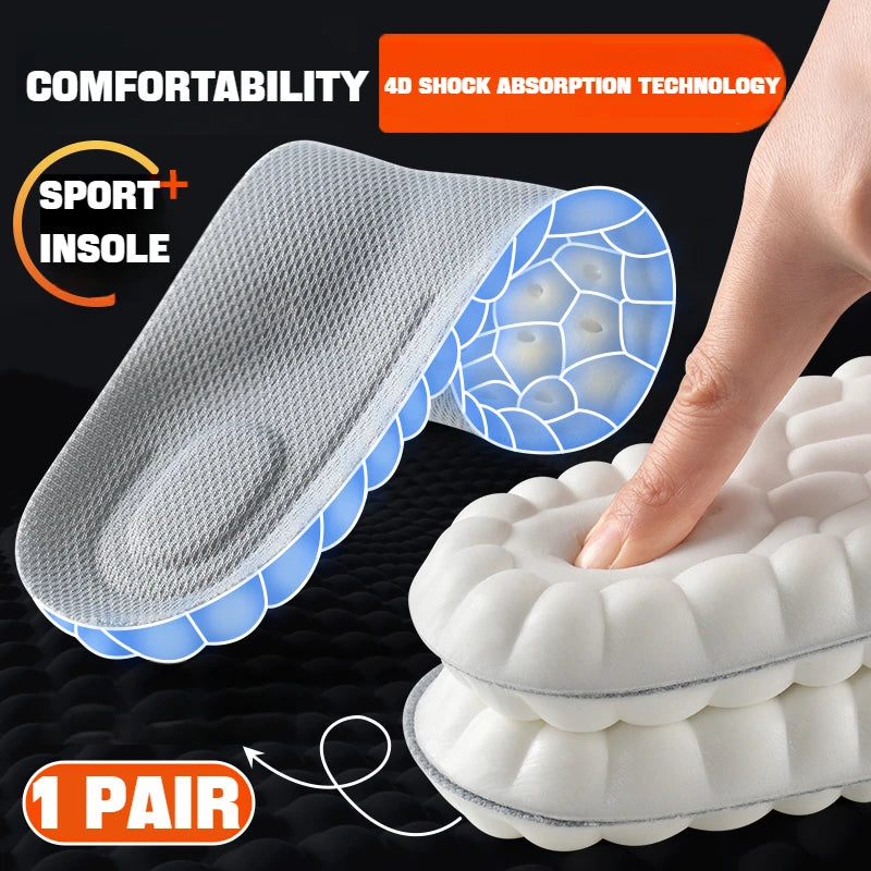 4D Soft Arch Support Insoles – PU Shock-Absorbing Shoe Inserts