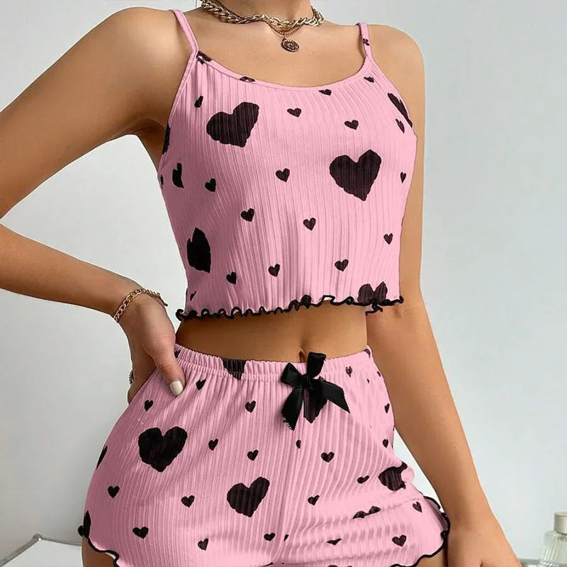 Women’s Pajama Set – 2 Piece Tank Top & Shorts Sleepwear