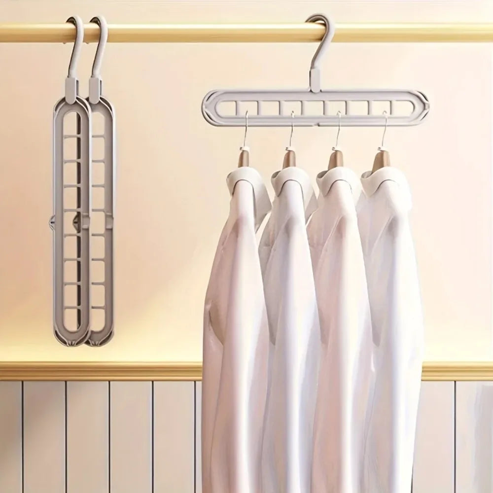 Foldable Clothes Hanger – 9-Hole Space-Saving Closet Organizer