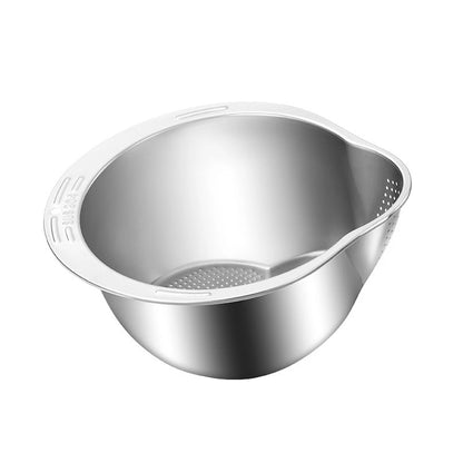 Rice Washer Bowl Stainless Steel Strainer with Side Drainers