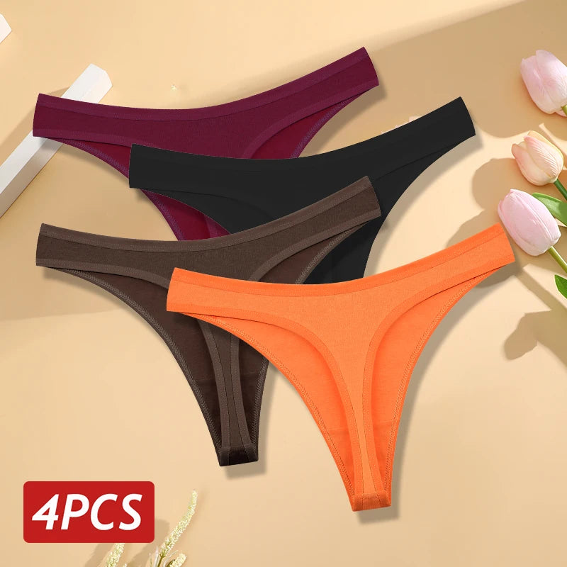Women’s Cotton Thongs – Seamless Low Rise Underwear