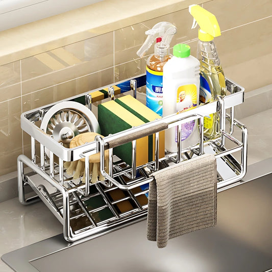 Kitchen Sink Organizer – Stainless Steel Sponge Storage Rack