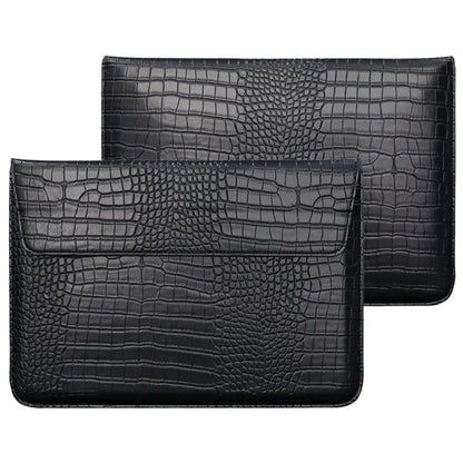 Crocodile Grain Laptop Sleeve – PU Leather Flip Case with Stand
