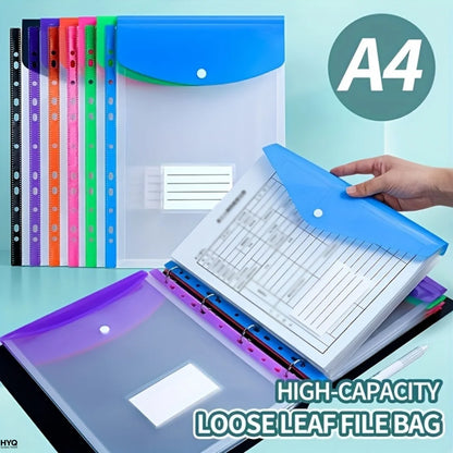 A4 File Folder – Plastic Envelope Pockets with Adhesive Snaps & Holes