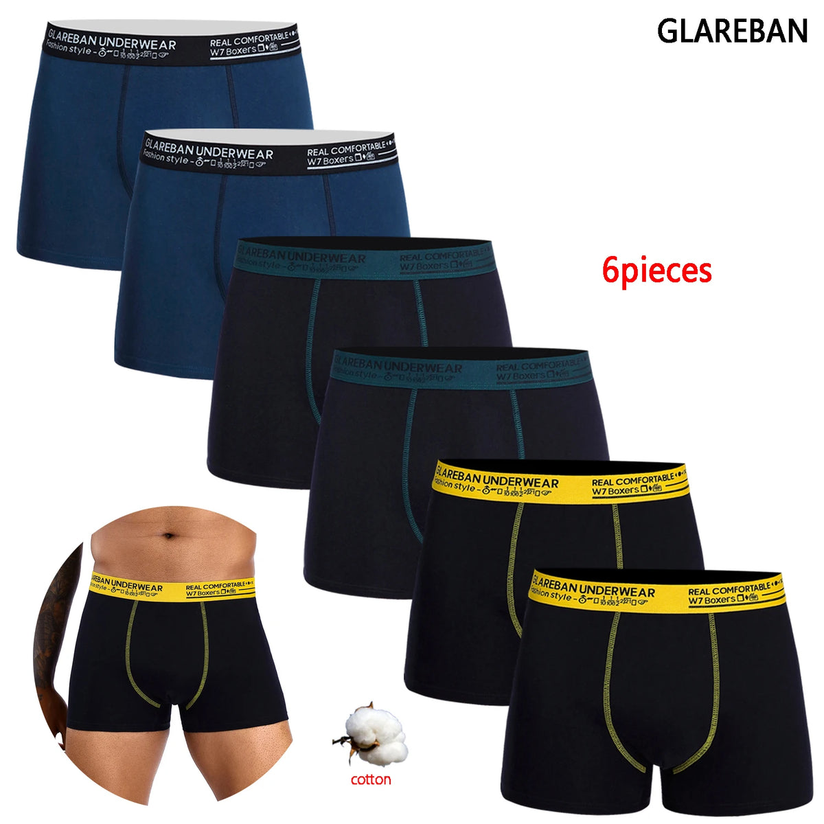 Men’s Boxer Shorts 6 Pack – Soft Cotton Stretch Underwear